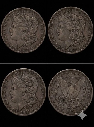 Morgan Silver Dollar 1891 $1 Coin New Orleans Mint Circulated 0.9 Fineness