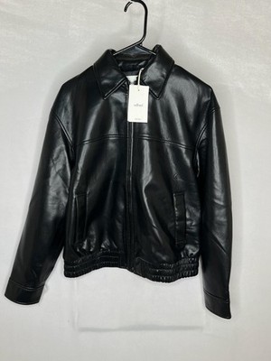 Wilfred Aritzia Falcon Bomber Jacket Womens XS Black Faux Leather Zip NEW