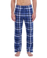 Hanes Men's Ultra Soft Plaid Brushed Fleece Pajama Pants Light Blue MEDIUM