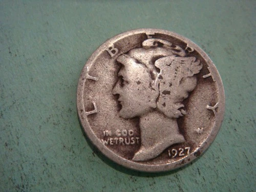 1927 P  Mercury Dime - in Good cond album filler actual coin in photo
