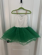 Weissman Dance Costume Child Size MC Green Tutu White Bodysuit