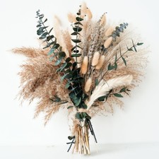 Green Pampas Grass Boho Bouquet   Exquisite Lavender and Eucalyptus Dried Flo...