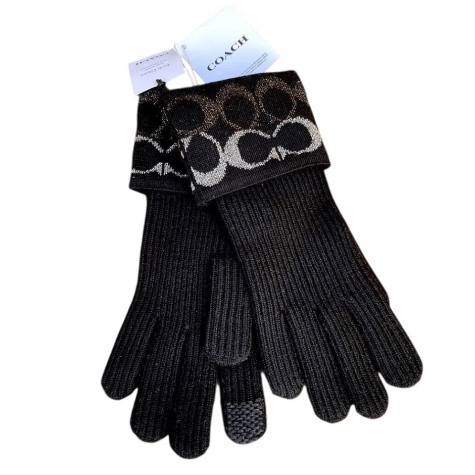 Новый с Ярлыками новые женские тренер черный логотип металлический трикотажа Tech перчатки/рукавицы OS зима - Изображение 3 из 4