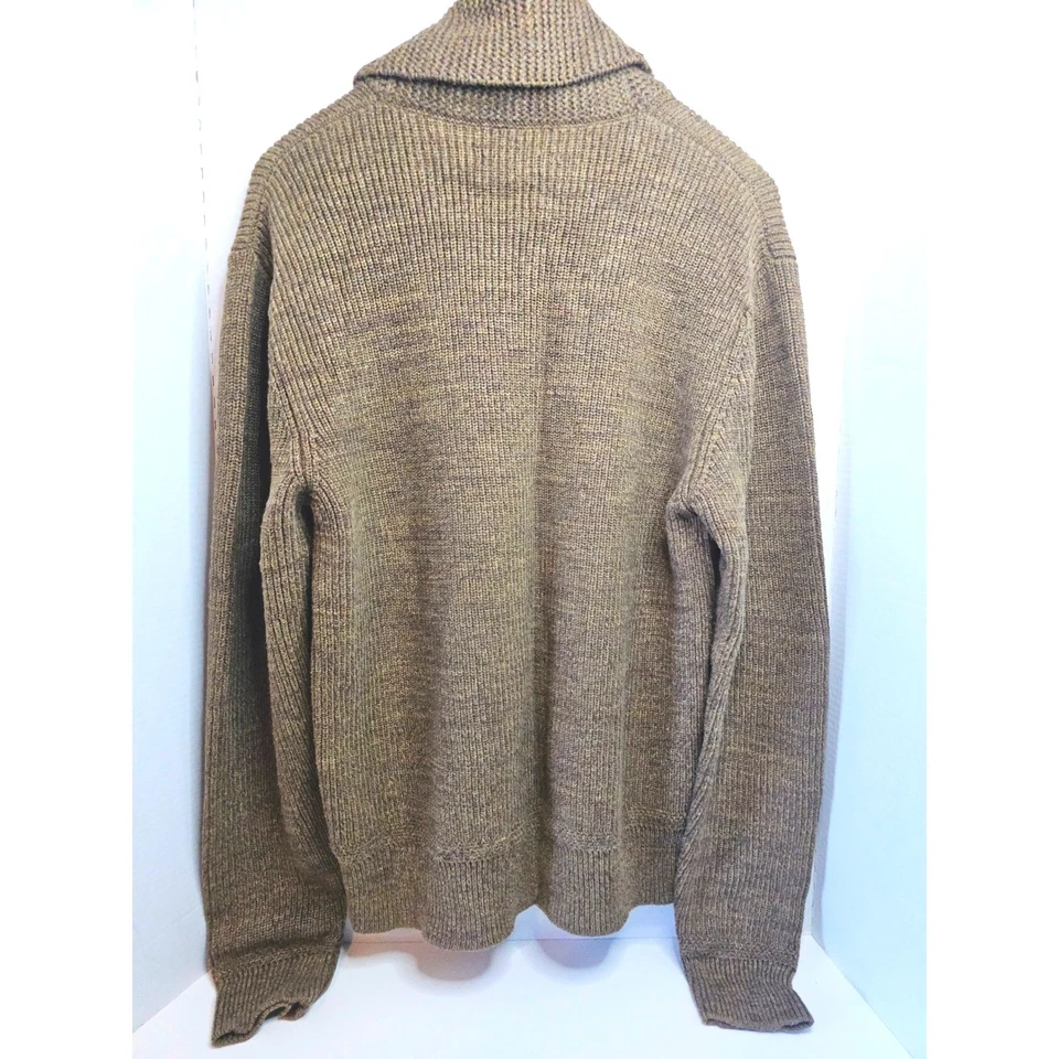 Suéter tejido de algodón marrón cuello chal RRL Ralph Lauren para hombre talla L (?) Etiqueta sin talla Foto 4 de 4