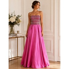 Jovani Gown 8 Pink Beaded Strapless Full Skirt Formal Ballgown Homecoming