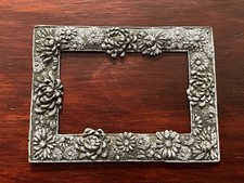 ANTIQUE VICTORIAN EMBOSSED FLORAL SASH SLIDE / BELT BUCKLE ART NOUVEAU - 3 5/8”