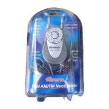 MEMOREX Mini AM/FM Neck Or Belt Clip Radio 870 Lightweight Earphones NEW