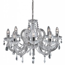 Ceiling Light Silver Marie Therese 8 Clear Crystal Searchlight 399-8