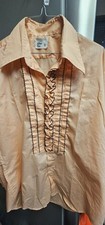 Vtg After Six Peach Orange Tuxedo Ruffle Shirt DUMB  DUMBER CLASSIC HALLOWEEN 
