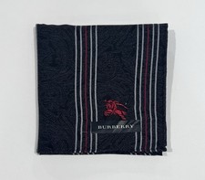 NWT MEN HANDKERCHIEF BURBERRY Paisley Black Stripe COTTON POCKET SQUARE 18