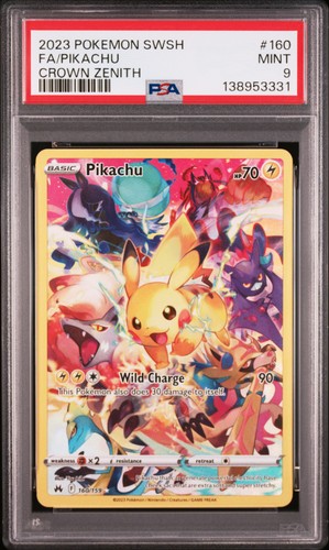 2023 POKEMON SWORD & SHIELD CROWN ZENITH #160 FULL ART/PIKACHU PSA 9