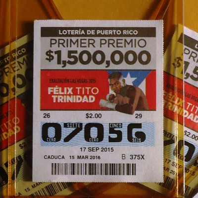 LOTERIA/LOTTERY de PUERTO RICO-BILLETE DE FELIX TITO TRINIDAD 2015!!