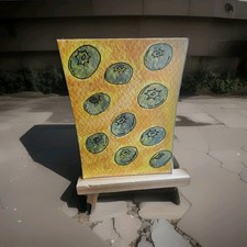 Blueberries Illustration Drawing on Paper with Ink, Yellow Background