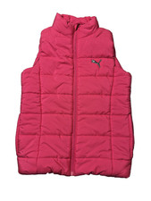PUMA Neon Pink Puffer Vest Girls Medium 10/12 Full Zip Lightweight Athletic Warm
