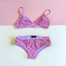 Bikini vintage Fendi Mare Zucca FF monogramma stampa logo Terry set S
