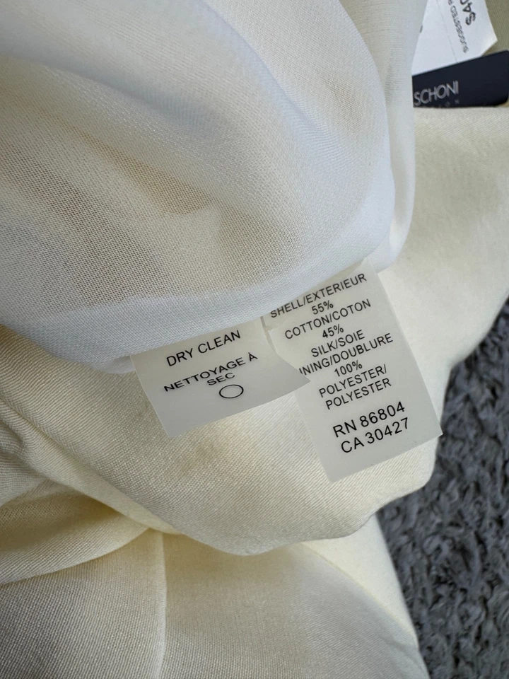 Vestido Magaschoni Mujer 8 Crema Marfil Seda Sin Mangas Cintura Imperio Funda Nuevo con Etiquetas Foto 4 de 4