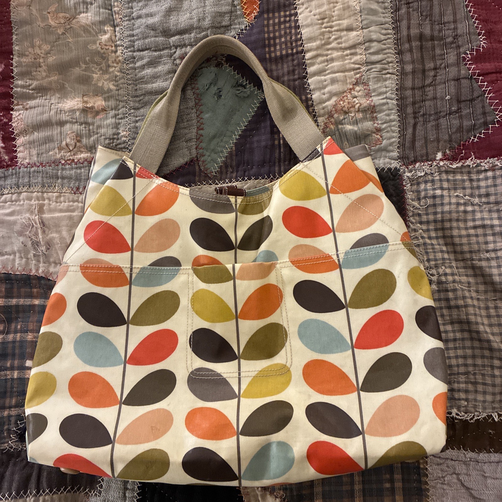Vintage Early 2000s Orla Kiely Multi Stem Print Large Tote
