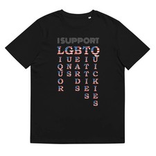 I support LGBTQ Unisex t-shirt USA flag letters