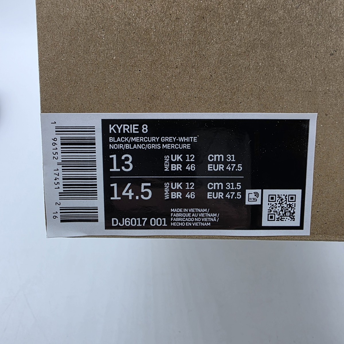 Nike Kyrie 8 Shoes Mens Size 13 Black Mercury Grey White