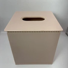 Square Pink Beaded Plastic Tissue Box/Holder