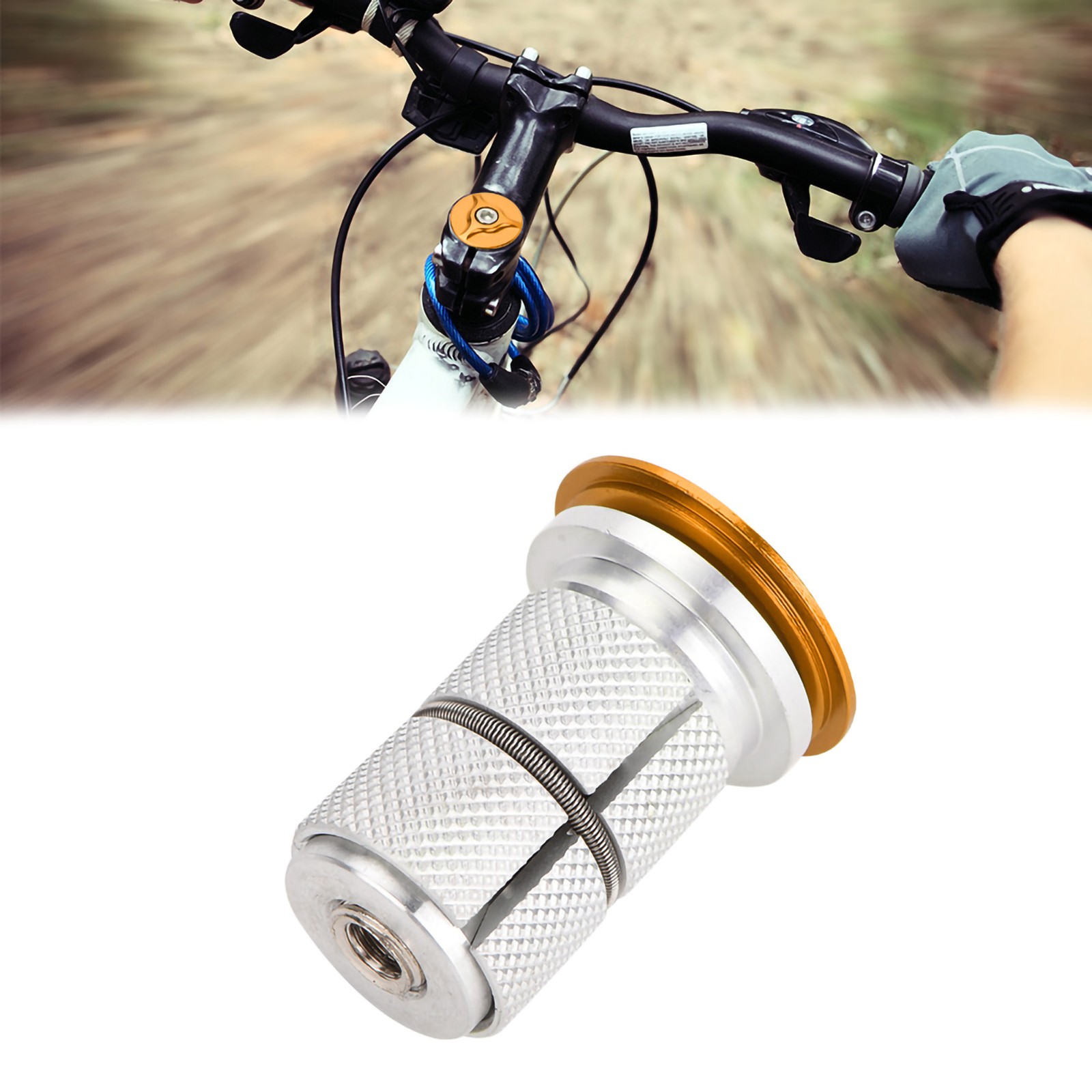 (Golden)Bike Stem Headset Aluminum Alloy Fork Expander Top Cap Bolt For|