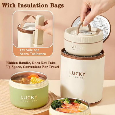 Stainless Steel Lunch Box, 3-Tier Insulated Bento Box Sealed Hot for Adults, ...