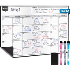 Magnetic Dry Erase Whiteboard Calendar for Fridge 16 x 12  , Refrigerator Wh...