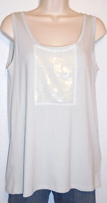 August Silk Women's Size Medium Stretch Silky Sleeveless Top w Sequins NWT
