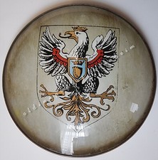 antiker Glas Briefbeschwerer Wappen Heraldik Adel Gutshof Familienwappen Deko