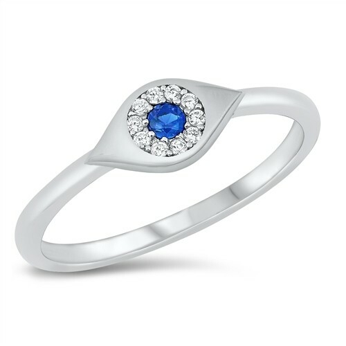 Sterling Silver & Cubic Zirconia Evil Eye 925 rings for women size 6,7 & 8