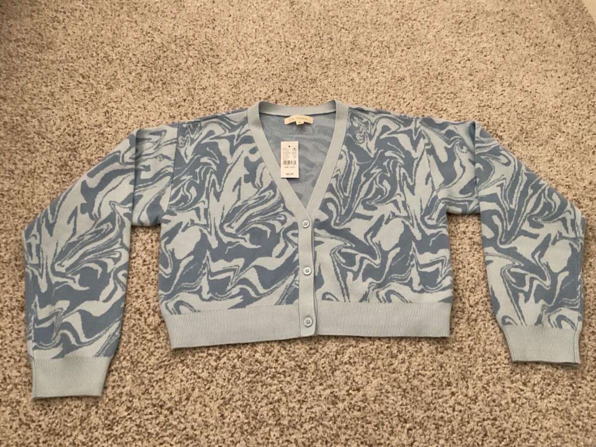 HEARTS PACSun Blue Long Sleeve Cropped Cardigan Women's-SIZE