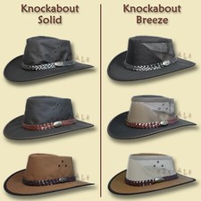   oZtrALa  Hat OUTBACK Canvas Cowboy Indiana Jones Black Leather Mens AUSTRALIAN