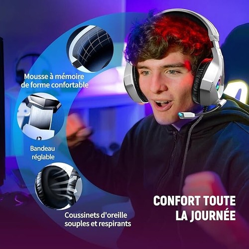 Ozeino Casque Gaming pour Ps5 PC Ps4, Switch et XBOX, Casque Gamer - Photo 4/6