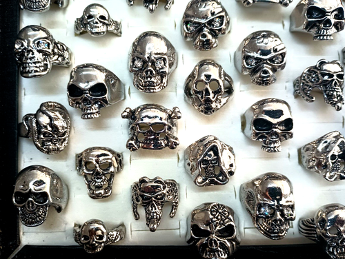 50 pcs Wholesale Mixed Lot Skull Men's Rings Biker Punk Ring - Picture 4 of 7