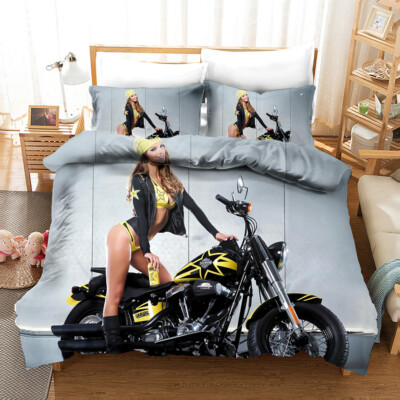 3D Motorrad Beauty Muster Quilt Cover Set Bettwäsche Sets Kissenbezüge