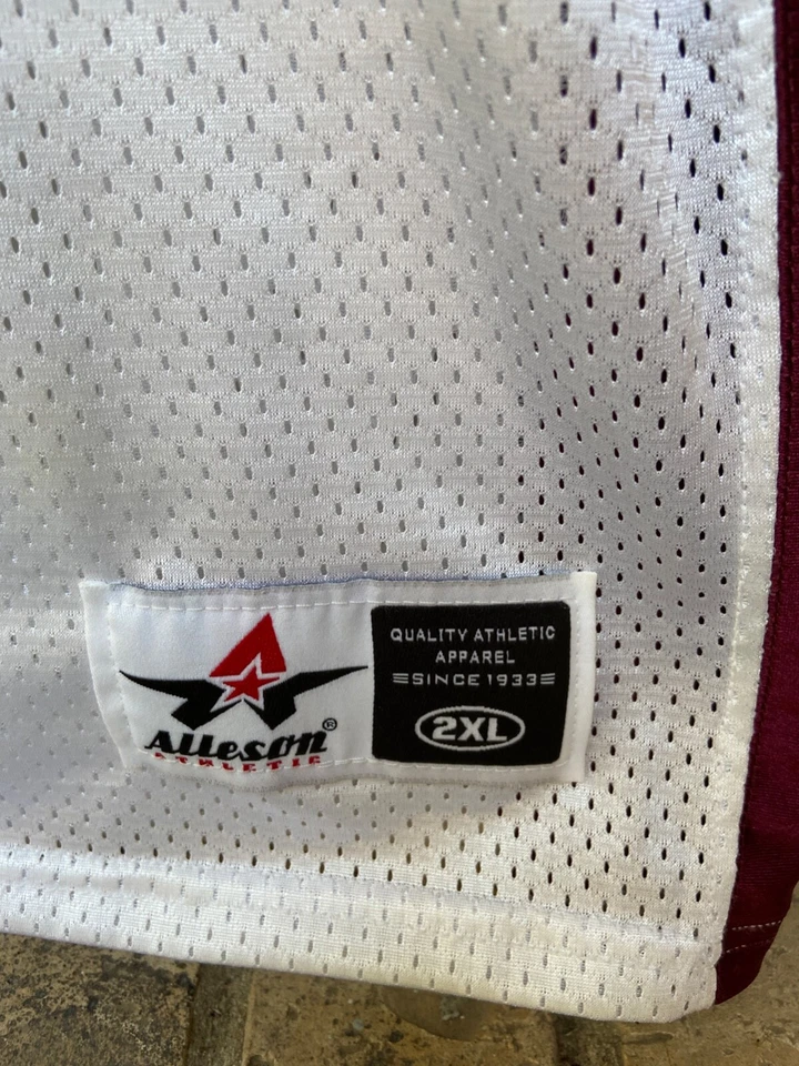 Camiseta deportiva de fútbol americano Alleson adulto 2XL granate blanca se ajusta pesada almohadillas Foto 3 de 4