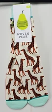 Woven Pear Giraffe Socks M Women Size 6-12 Men up to Size 11 Stand Tall (1 Pair)