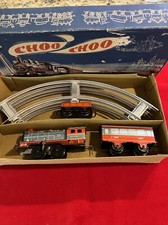 Vintage Old Rare Model Craft 786 Train Engine With Track Wind Up Litho Tin Toy