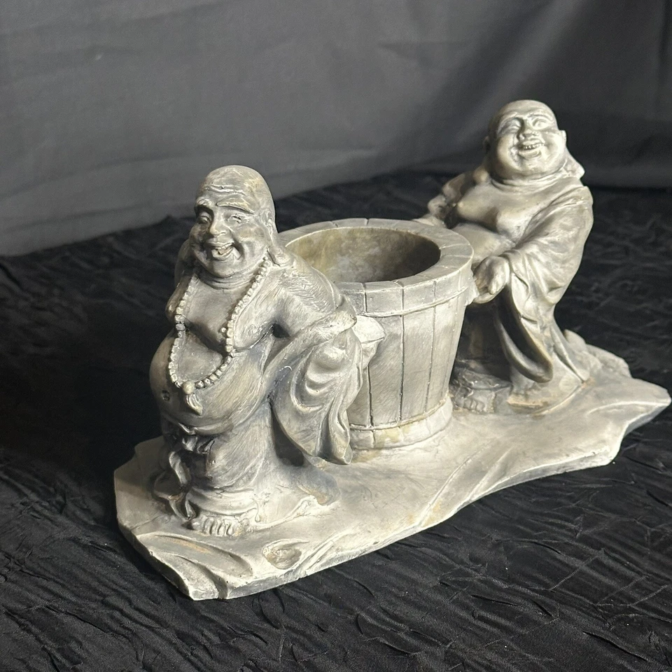 De colección Piedra Tallada a Mano Tradicional Buda Figura Estatuas Candelabro Raro Foto 4 de 4