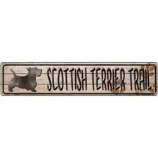 Scottish Terrier Trail 3"x12" metal street sign plaque Home Door Garage Wall