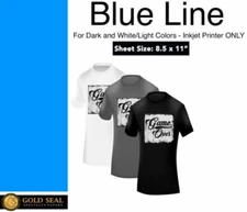 Blue Line Dark Iron On Heat Transfer Paper for Inkjet 8.5 X 11 - 45 Sheets