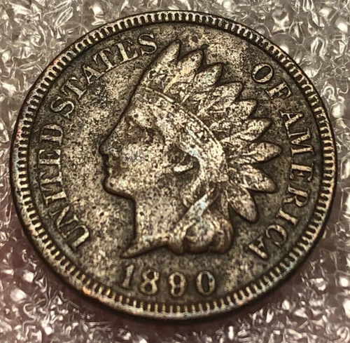 1890 Indian Head Cent Very Fine Details VF Copper Coin US American One