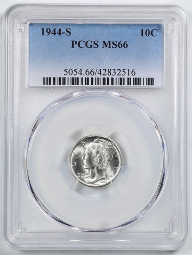 1944-S 10C Mercury Winged Liberty Dime MS66 PCGS 42832516