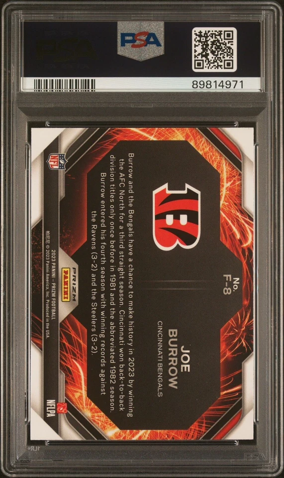 JOE BURROW PSA 10 2023 Panini Prizm Fireworks Green SP GEM MINT 💎 Low Pop 🔥 - Image 4 of 4