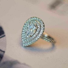 2.5Ct Lab-Created Diamond Double Halo Engagement Ring 14K White Gold Over Silver