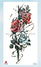 hot guys teenager tattoos bohemian rose large 8.25" temporary tattoo
