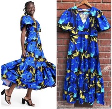 Christopher John Rogers X Target Floral Puff Sleeve Tiered Dress Blue Size 2 NEW