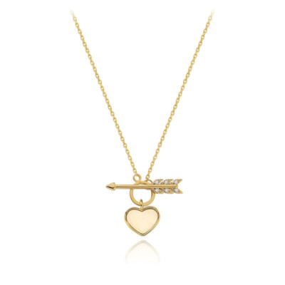 Fashion Jewelry Arrow Heart Pendant Long Chain Necklace Love Shinny Gift