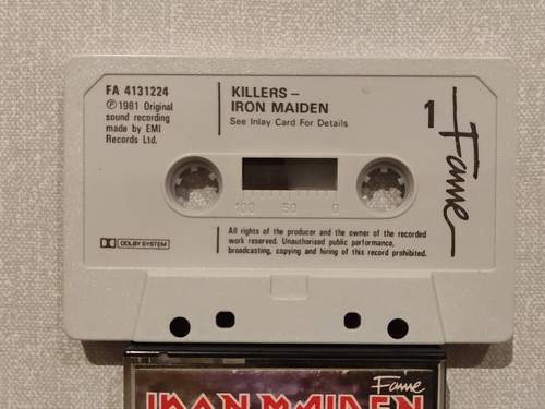 Iron Maiden Killers Cassette Tape Album 1981 First Edition. **TESTED** - Picture 3 of 7