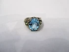 Vintage Sterling Silver 925 Blue Topaz and Peridot Men's Ring